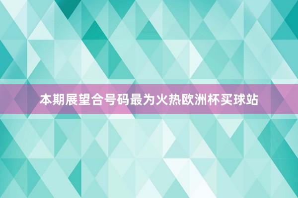 本期展望合号码最为火热欧洲杯买球站