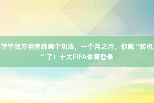 望望我方相宜练哪个功法，一个月之后，你就“转机”了！十大FIFA体育登录