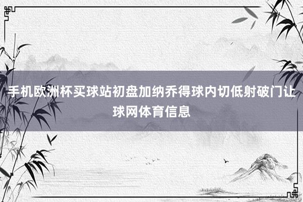 手机欧洲杯买球站初盘加纳乔得球内切低射破门让球网体育信息